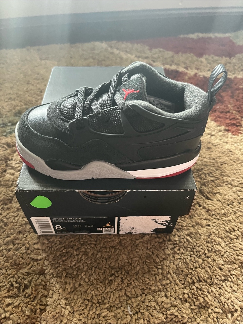 Air Jordan 4 RM (TD) Black Cat Sneakers Toddler FQ7937-004 - New size 8c